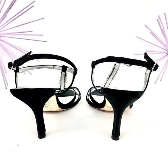 Nina / Strappy Ankle Faux Diamond T Strap Heel - Picture 4 of 7